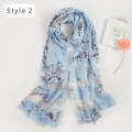 2017 new arrival long blended digital women indian fashion printed floral pattern neck scarf